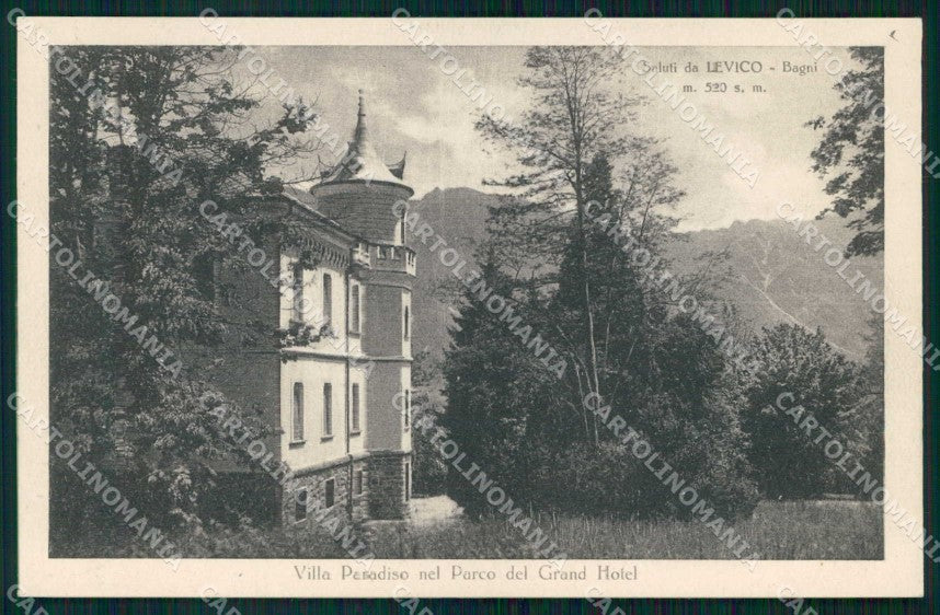 Trento Levico Saluti da Villa Paradiso Parco del Grand Hotel cartolina RB8611 – fronte