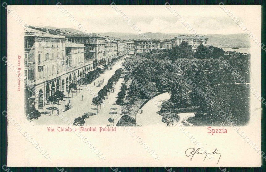 La Spezia Città Via Chiodo Giardini Pubblici STRAPPINO cartolina RB8644 – fronte