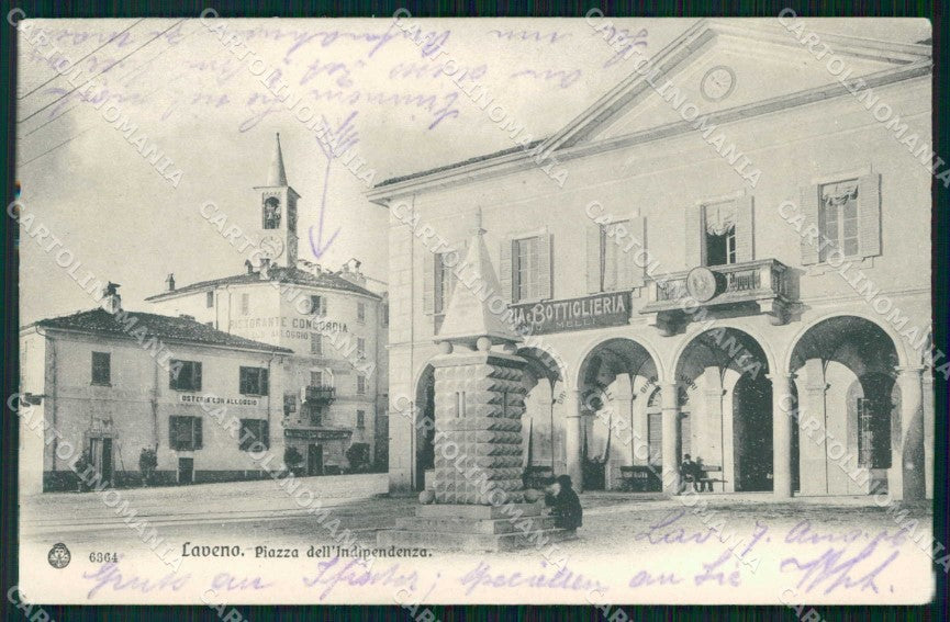 Varese Laveno Piazza dell'Indipendenza Brunner 6364 cartolina RB8656 – fronte