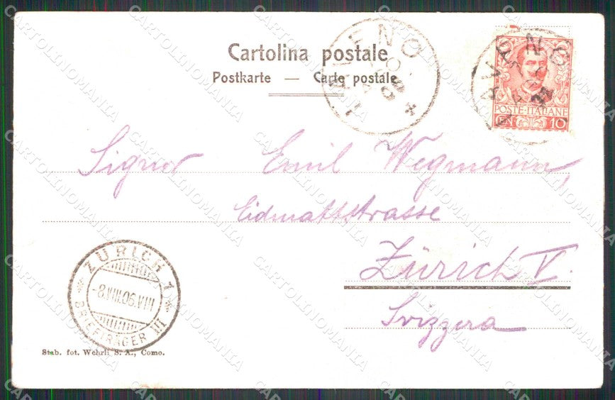 Varese Laveno Piazza dell'Indipendenza Brunner 6364 cartolina RB8656 – retro