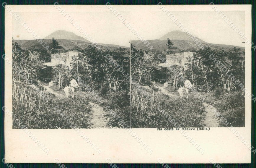 Napoli Città Vesuvio Stereoview cartolina RB8696 – fronte