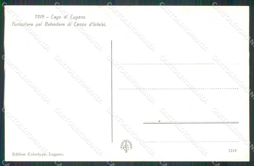 Como Lanzo d'Intelvi Lago di Lugano Funicolare cartolina RB8723 – retro