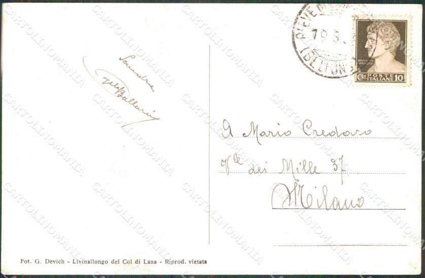 Belluno Livinallongo del Col di Lana Nuovo Costume Foto cartolina RB8737 – retro