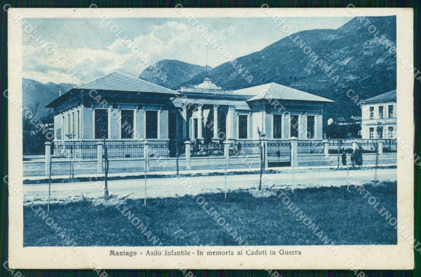 Udine Maniago Asilo Infantile In Memoria ai Caduti ABRASA cartolina RB8769 – fronte