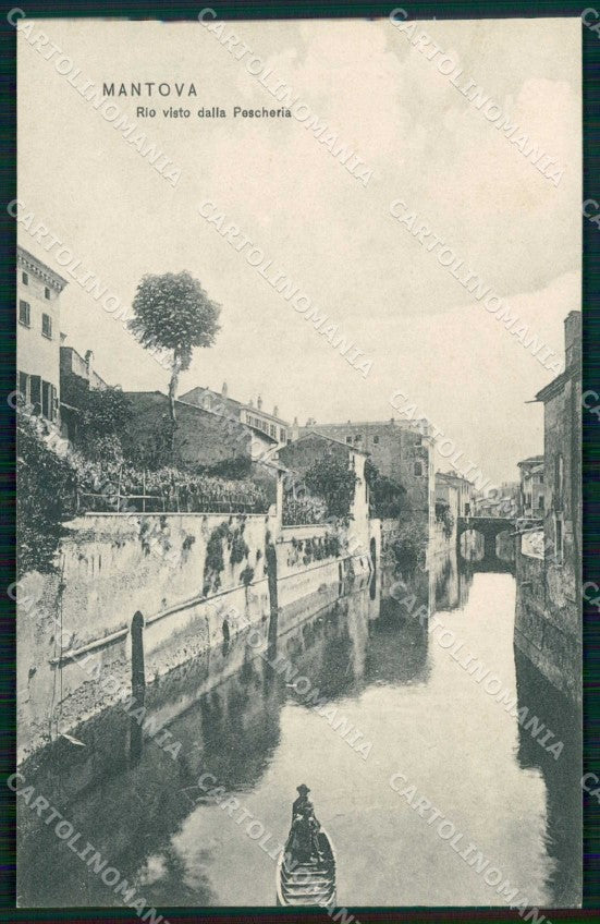 Mantova Città Rio Visto dalla Pescheria Barca cartolina RB8798 – fronte