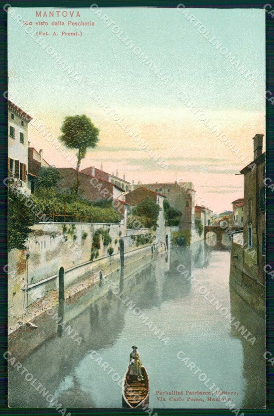 Mantova Città Rio Visto dalla Pescheria Barca cartolina RB8808 – fronte