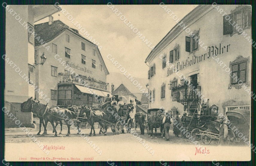 Bolzano Mals Piazza del Mercato Diligenza Stengel 20937 cartolina RB8842 – fronte