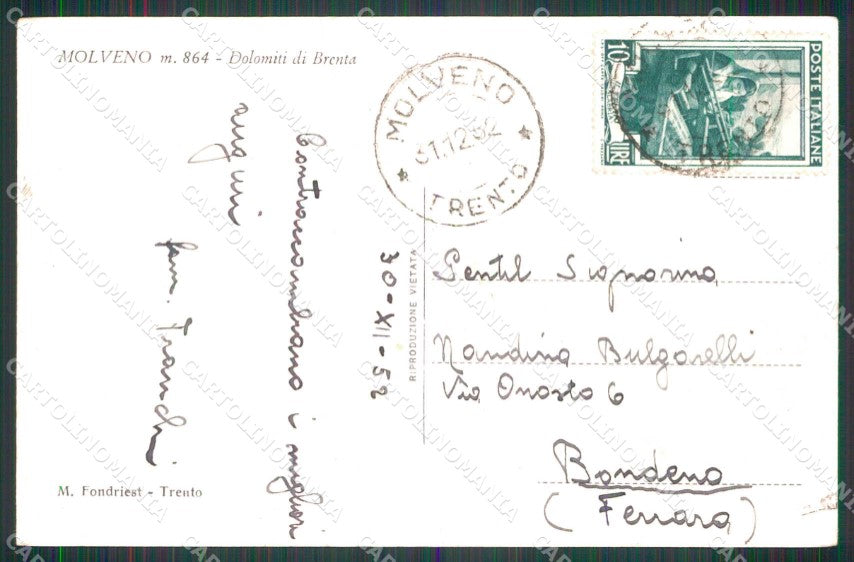 Trento Molveno Dolomiti di Brenta cartolina RB8875 – retro