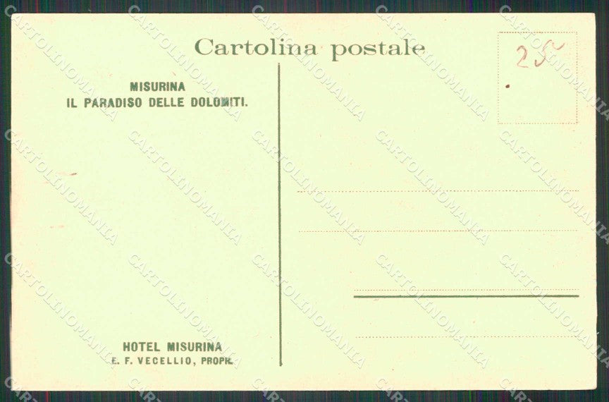 Belluno Auronzo di Cadore Misurina Lago Hotel Misurina cartolina RB8904 – retro