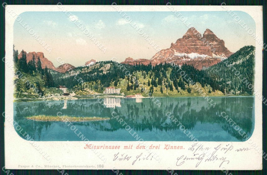 Belluno Auronzo di Cadore Lago di Misurina PIEGATA cartolina RB8905 – fronte