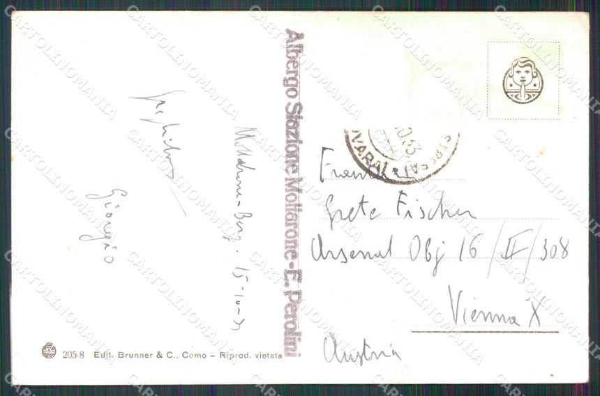 Novara Mottarone Lago Maggiore Treno Brunner 205/8 cartolina RB8936 – retro