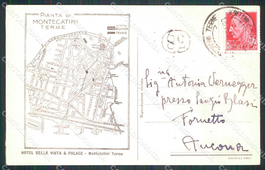 Pistoia Montecatini Terme Hotel Bella Vista e Palace cartolina RB8956 – retro
