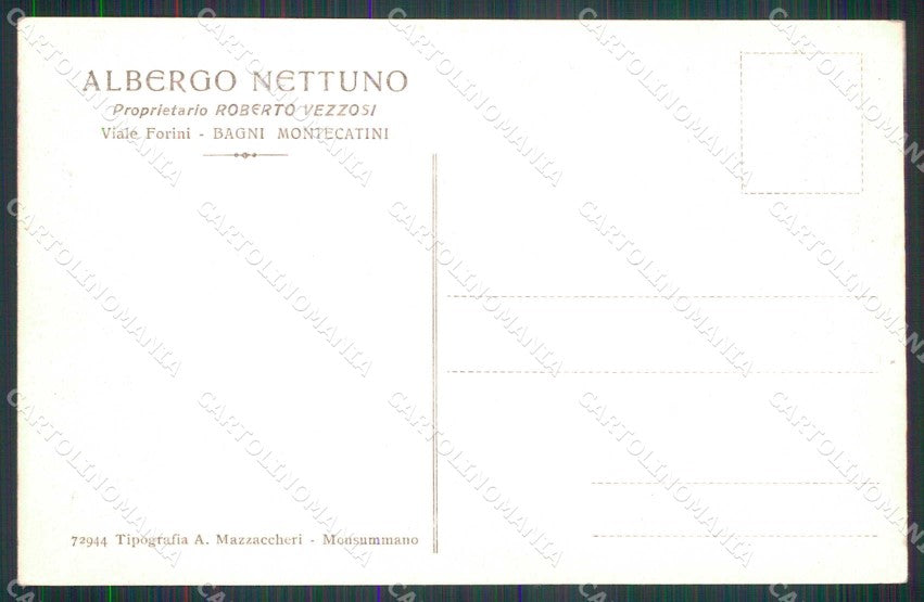 Pistoia Montecatini Terme Albergo Nettuno cartolina RB8957 – retro
