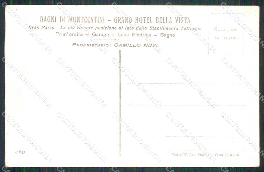 Pistoia Montecatini Terme Hotel Bella Vista cartolina RB8961 – retro
