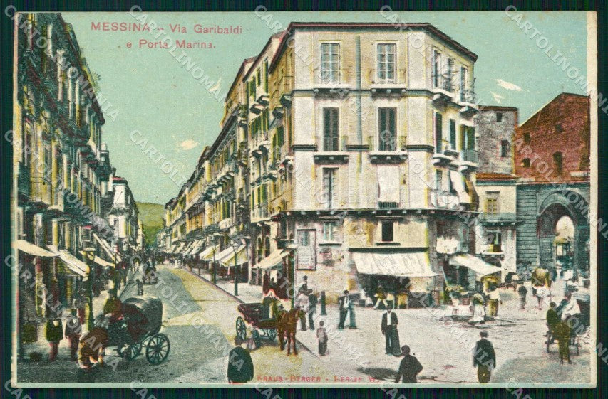 Messina Città Via Garibaldi Porta Marina cartolina RB9012 – fronte