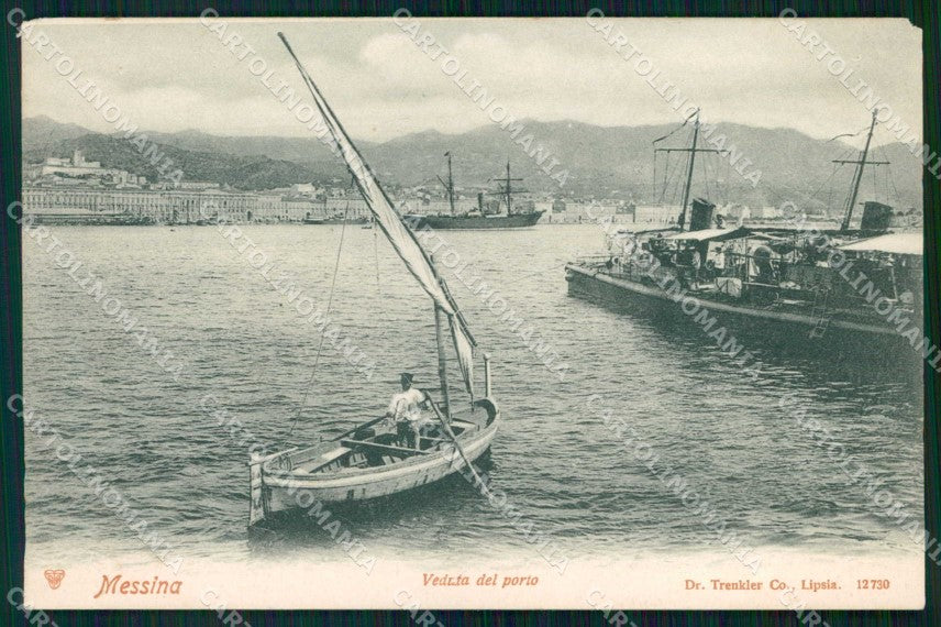 Messina Città Veduta del Porto Barche Trenkler 12730 cartolina RB9031 – fronte