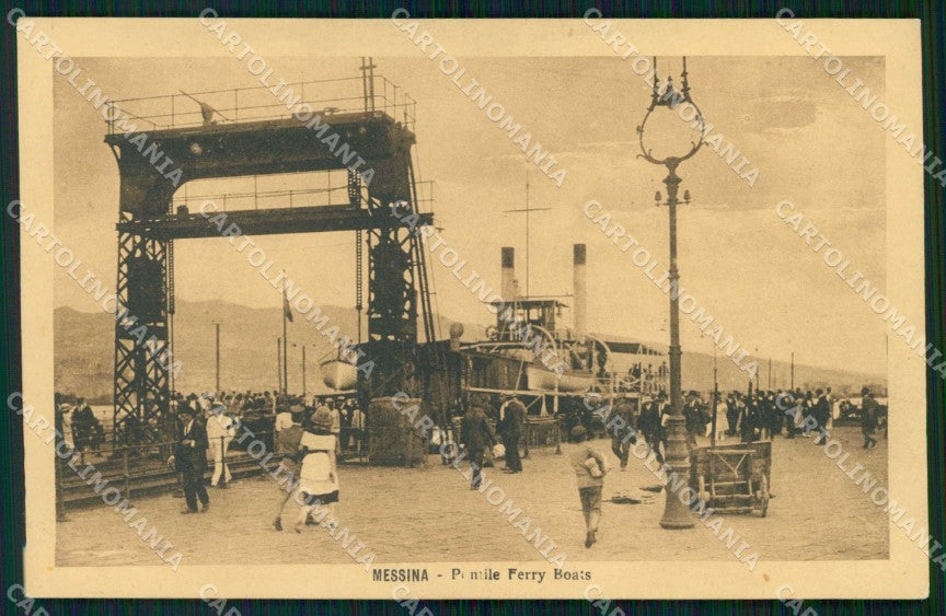 Messina Città Pontile Ferry Boats cartolina RB9041 – fronte