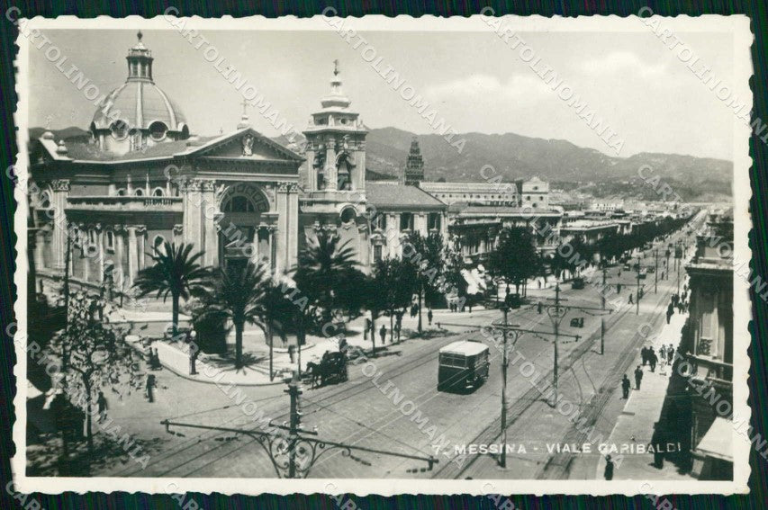 Messina Città Viale Garibaldi Tram Foto cartolina RB9057 – fronte