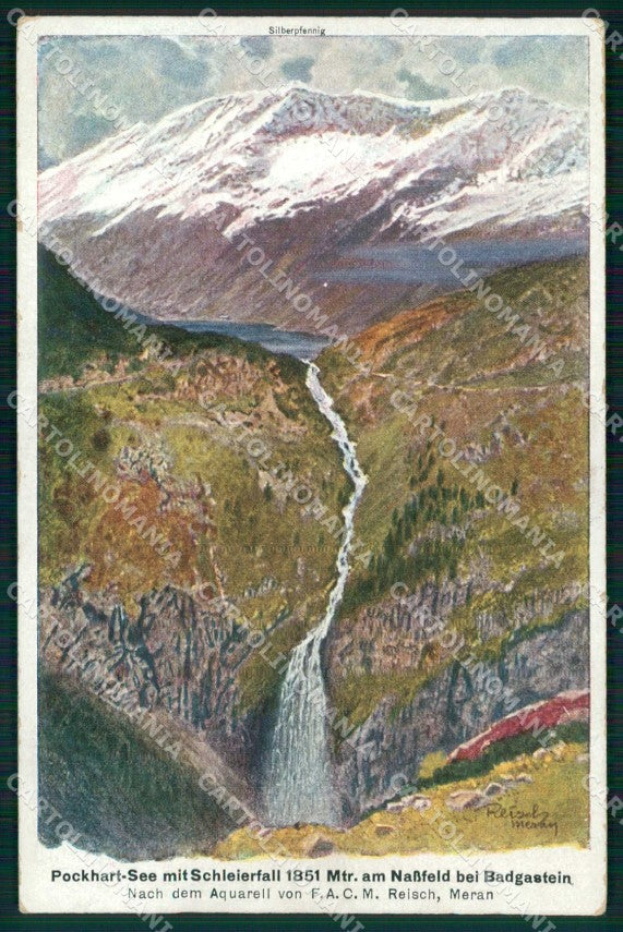 Bolzano Merano Lago con cascata cartolina RB9150 – fronte