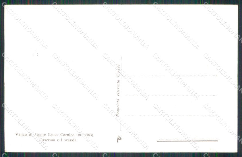 Udine Paluzza Valico di Monte Croce Carnico Caserma Foto cartolina RB9176 – retro