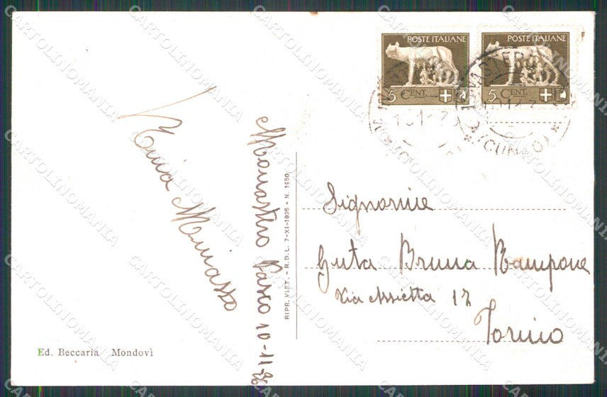 Cuneo Monastero Vasco Monumento ai Caduti Via Principale cartolina RB9259 – retro