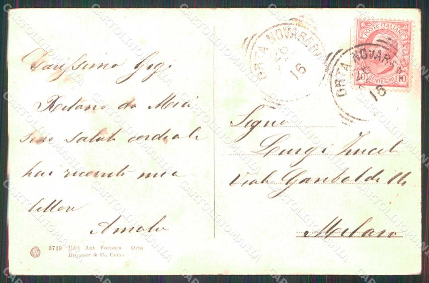 Novara Ameno Monte Mesma Convento Brunner 3739 cartolina RB9260 – retro