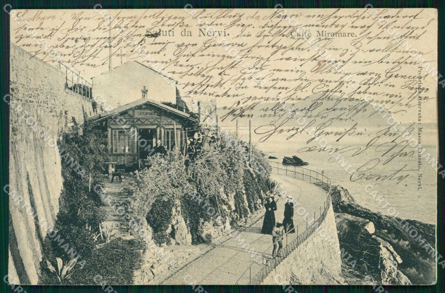 Genova Nervi Saluti da Caffè Miramare cartolina RB9329 – fronte