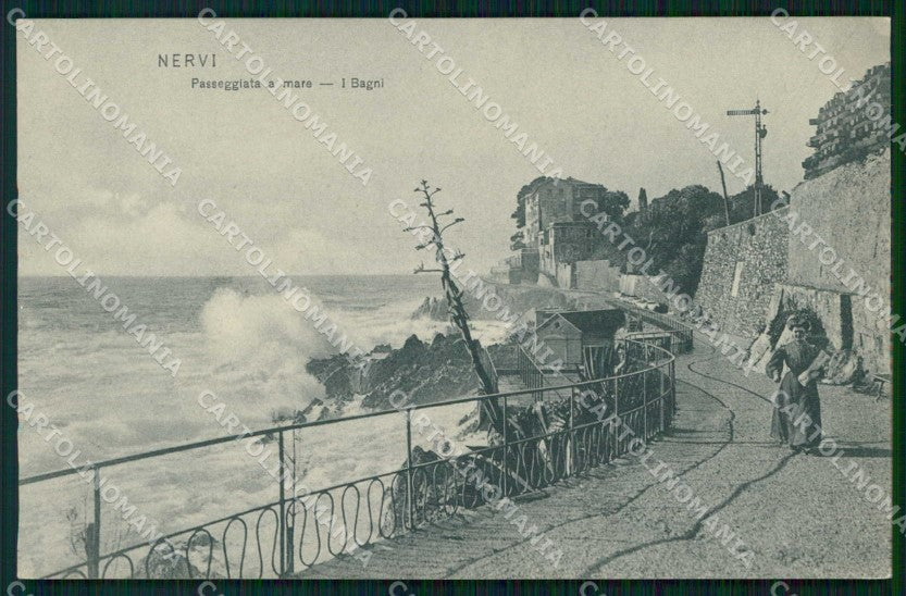 Genova Nervi Passeggiata a Mare Bagni Trenkler cartolina RB9330 – fronte