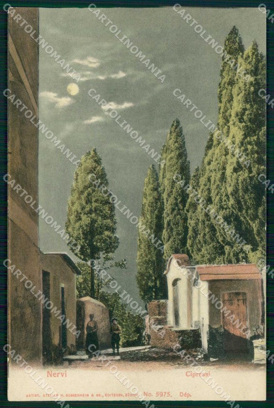 Genova Nervi Cipressi cartolina RB9337 – fronte
