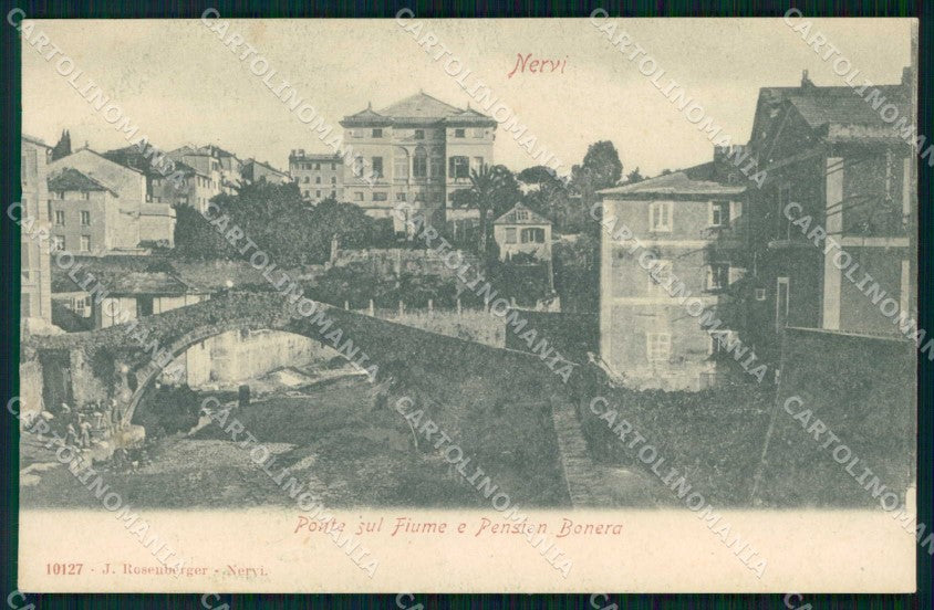Genova Nervi Ponte sul Fiume Pension Bonera cartolina RB9347 – fronte