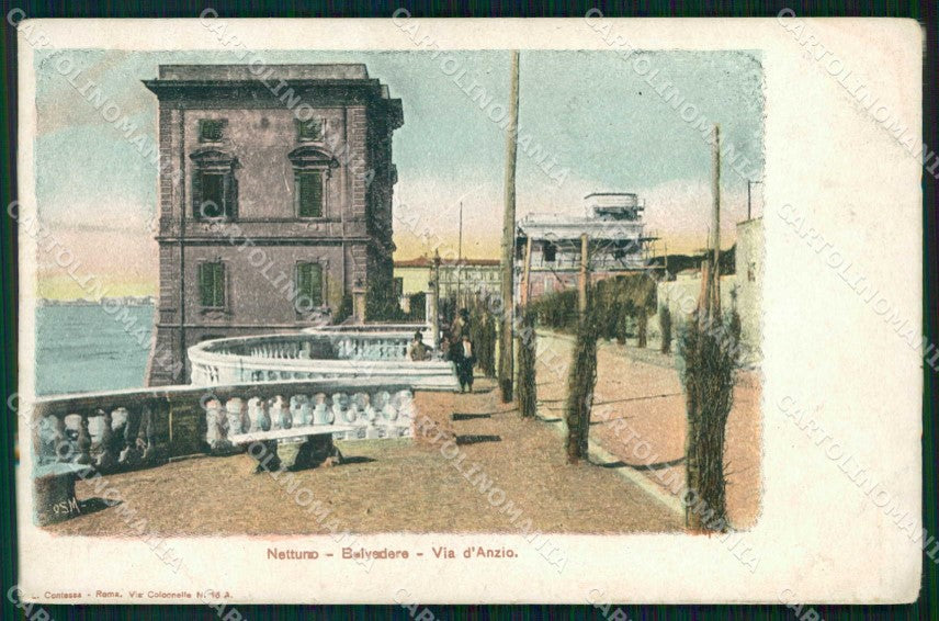 Roma Nettuno Via d'Anzio Belvedere cartolina RB9377 – fronte
