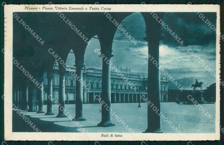 Novara Città Piazza Vitt Emanuele Teatro Coccia Chiaro di Luna cartolina RB9382 – fronte