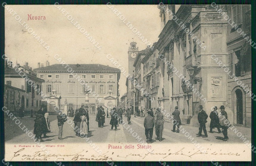 Novara Città Piazza dello Statuto Modiano 4166 PIEGA cartolina RB9384 – fronte