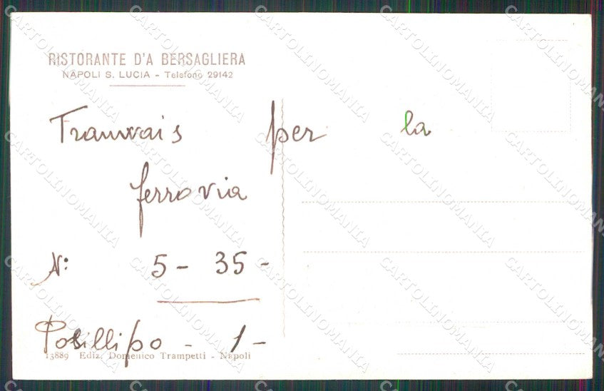 Napoli Città Ristorante Bersagliera Santa Lucia a Mare cartolina RB9429 – retro