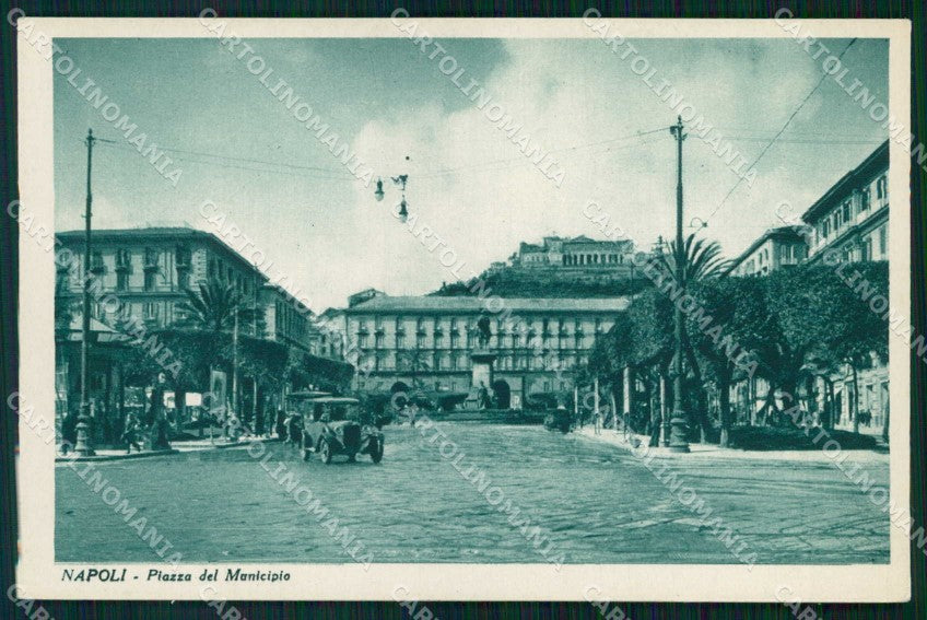 Napoli Città Piazza del Municipio Automobile cartolina RB9434 – fronte