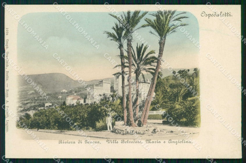 Imperia Ospedaletti Ville Belvedere Maria e Angiolina cartolina RB9490 – fronte