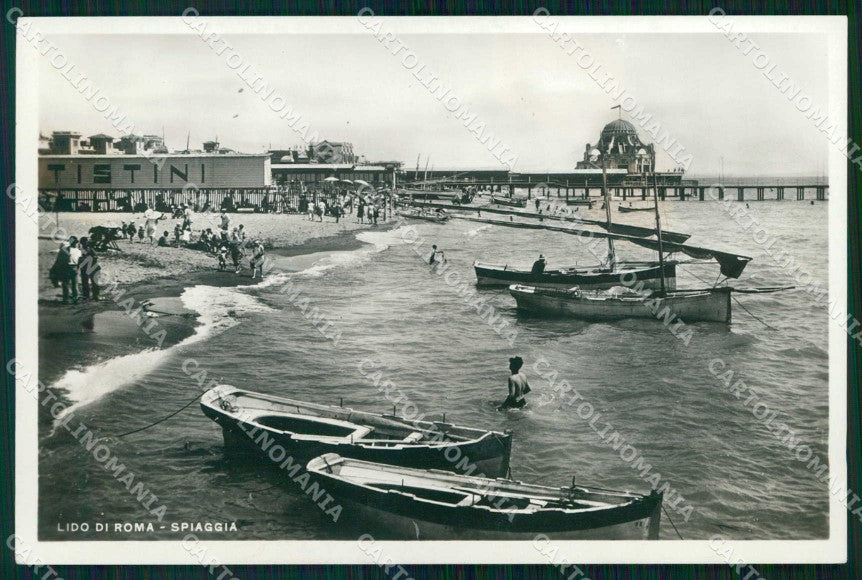 Roma Ostia Spiaggia Barche Foto cartolina RB9512 – fronte