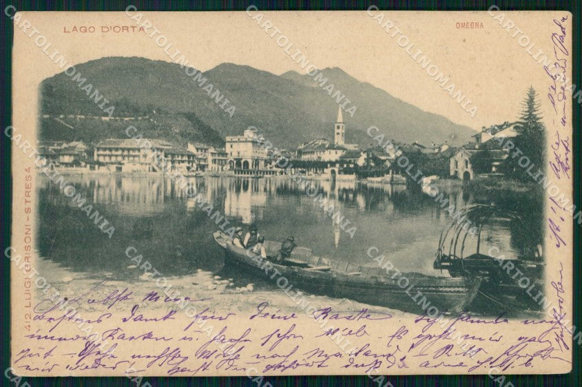 Verbania Omegna Lago d'Orta Barca cartolina RB9535 – fronte