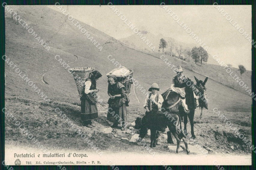 Biella Oropa Costumi Portatrici e Mulattieri Oropa Brunner 731 cartolina RB9550 – fronte