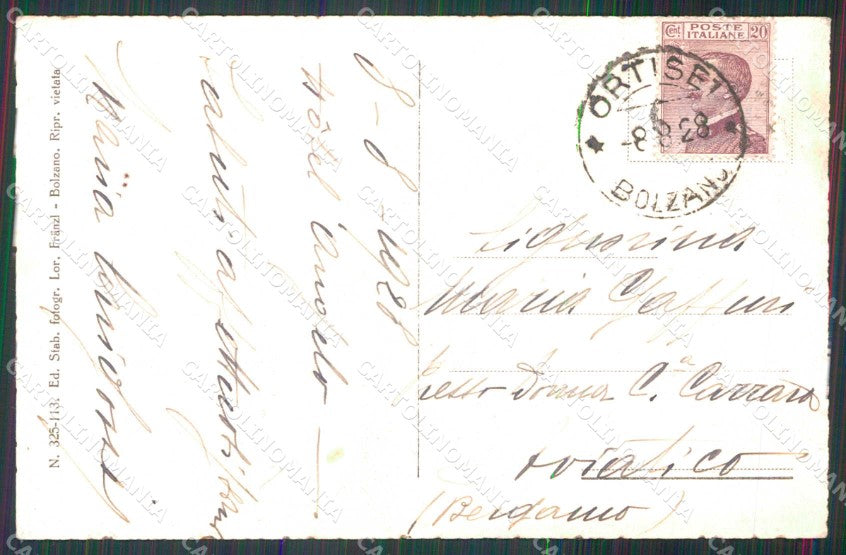 Bolzano Ortisei Val Gardena Franzl 325/113 cartolina RB9559 – retro