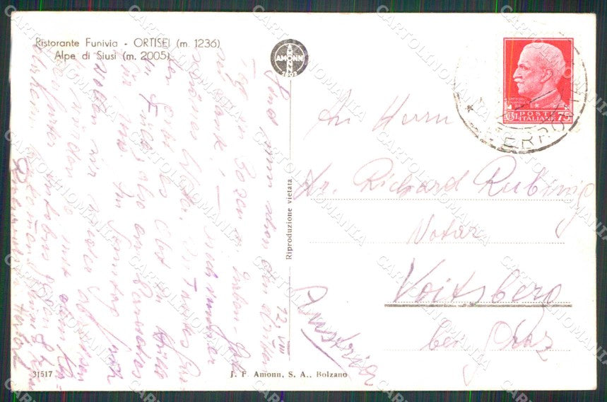 Bolzano Ortisei Ristorante Funivia Foto cartolina RB9571 – retro