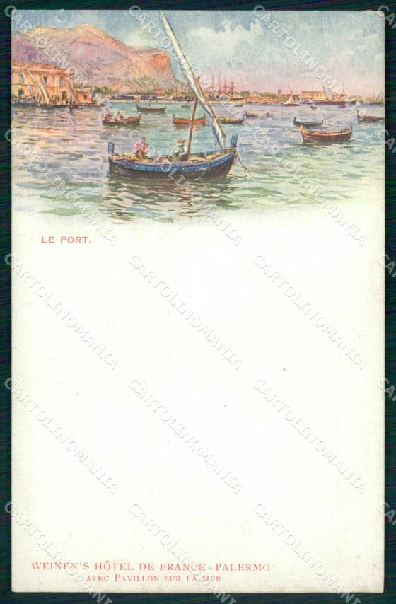 Palermo Città Weinen's Hotel de France Porto Barche cartolina RB9644 – fronte