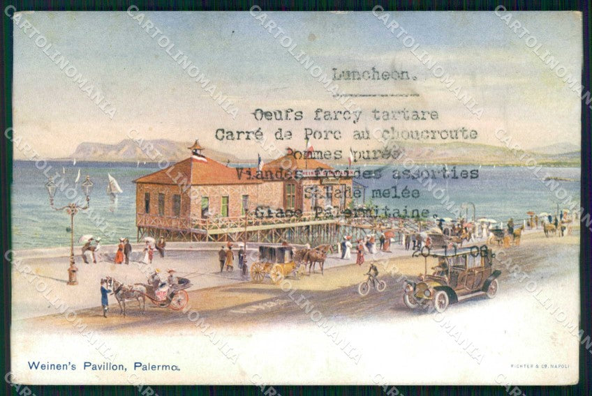 Palermo Città Weinen's Hotel de France Pavillon cartolina RB9656 – fronte