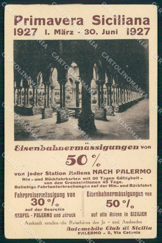 Palermo Città Automobile Club Primavera Siciliana cartolina RB9683 – fronte