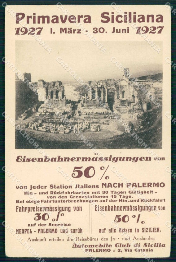 Palermo Città Automobile Club Primavera Siciliana cartolina RB9685 – fronte