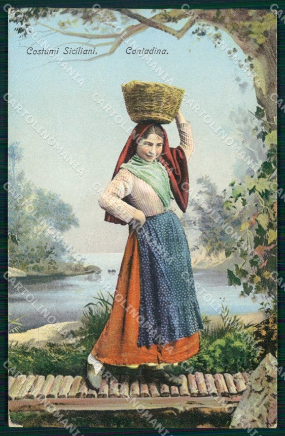 Palermo Città Contadina Costumi Siciliani cartolina RB9712 – fronte