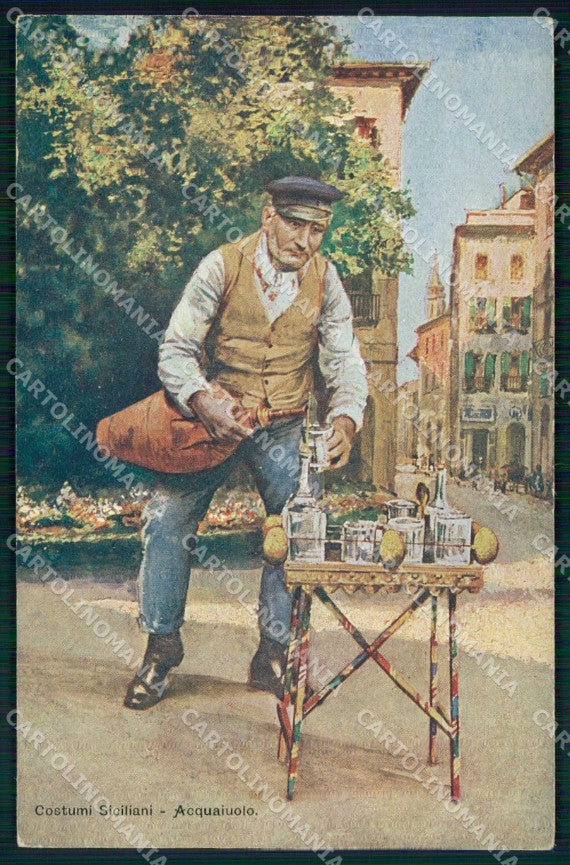 Palermo Città Acquaiolo Costumi Siciliani cartolina RB9715 – fronte