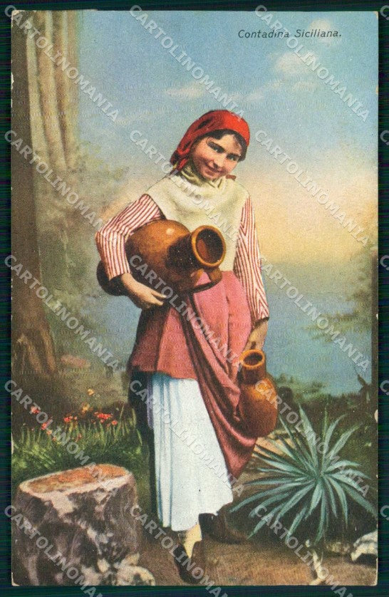 Palermo Città Contadina Siciliana Costumi cartolina RB9716 – fronte