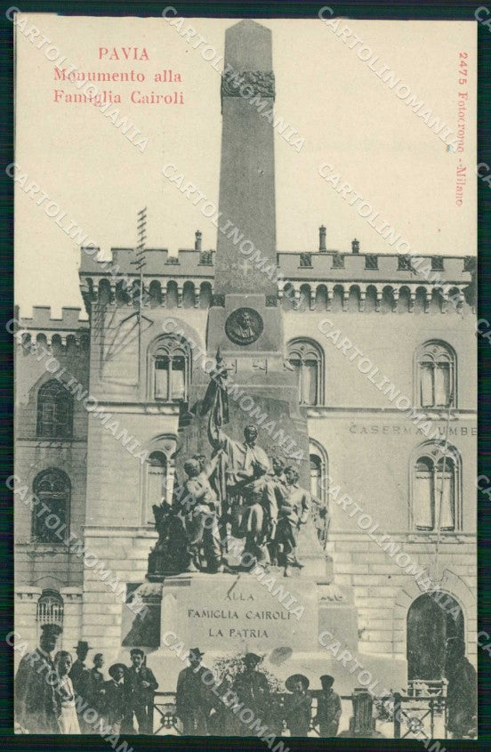 Pavia Città Monumento alla Famiglia Cairoli Fotocromo Caserma cartolina RB9787 – fronte