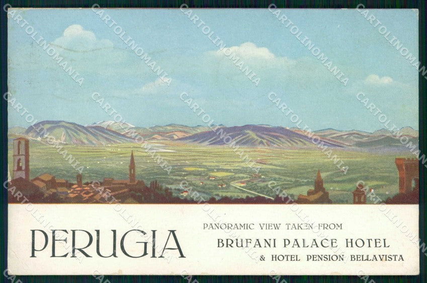 Perugia Città Brufani e Palace Hotel cartolina RB9849 – fronte